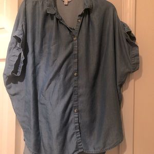 Denim Style Loose Buttoned Shirt